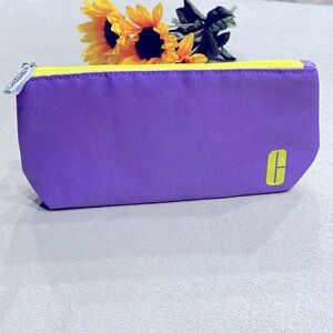 New Clinique Makeup Purple & Yellow Zipped Women's Beautiful Bag !